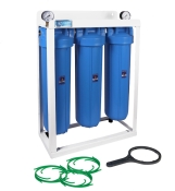 Система фільтрації Aquafilter HHBB20B Big Blue 3-ступенева під картриджі 20" на платформі з манометр Система фільтрації Aquafilter HHBB20B Big Blue 3-ступенева під картриджі 20" на платформі з манометр